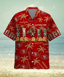 49Ers Hawaiian Shirt Mens Personalized San Francisco 49Ers Shirts Custom Name Sf Floral Coconut Palm Tree Aloha Shirt And Shorts Gift For Football Fan