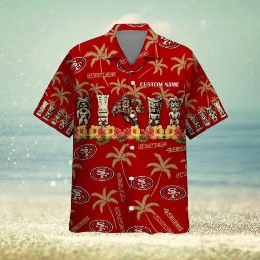 49Ers Hawaiian Shirt Mens Personalized San Francisco 49Ers Shirts Custom Name Sf Floral Coconut Palm Tree Aloha Shirt And Shorts Gift For Football Fan