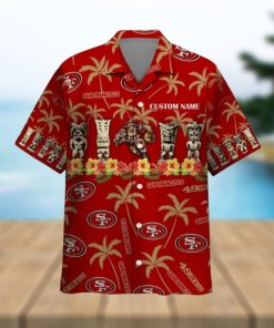 49Ers Hawaiian Shirt Mens Personalized San Francisco 49Ers Shirts Custom Name Sf Floral Coconut Palm Tree Aloha Shirt And Shorts Gift For Football Fan