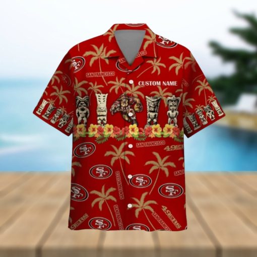 49Ers Hawaiian Shirt Mens Personalized San Francisco 49Ers Shirts Custom Name Sf Floral Coconut Palm Tree Aloha Shirt And Shorts Gift For Football Fan