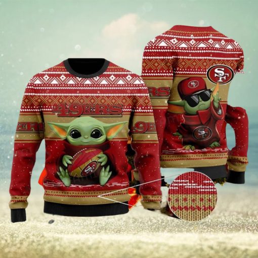 49ers Ugly Christmas Sweater Baby Yoda Hugging Ball San Francisco 49ers Gift