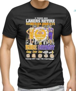6 Years Ago Lakers Retire Kobe’s 8 And 24 Kobe Bryant Signatures Thank You For The Memories Logo T shirt