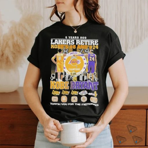 6 Years Ago Lakers Retire Kobe’s 8 And 24 Kobe Bryant Signatures Thank You For The Memories Logo T  shirt