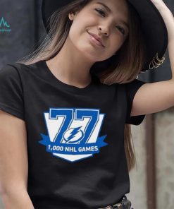 77 Victor Hedman Tampa Bay Lightning 1,000 Games Logo Shirt