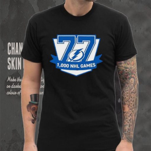 77 Victor Hedman Tampa Bay Lightning 1,000 Games Logo Shirt