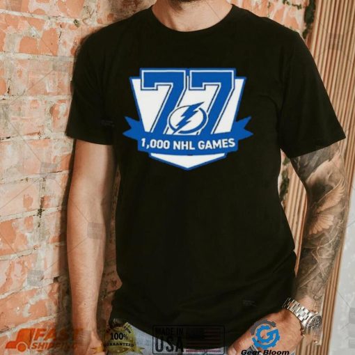 77 Victor Hedman Tampa Bay Lightning 1,000 Games Logo Shirt