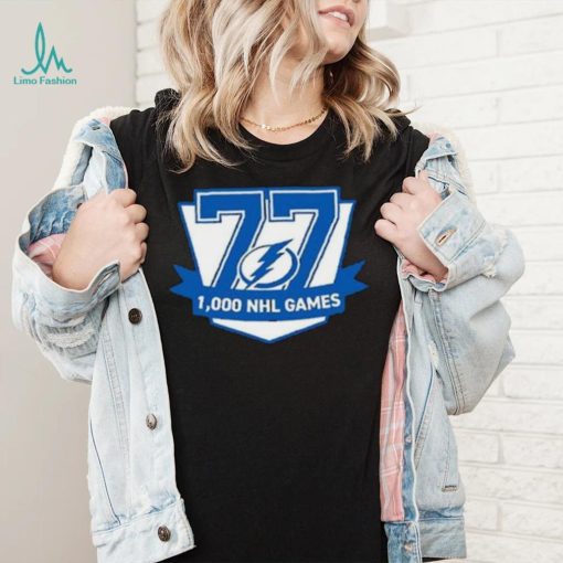 77 Victor Hedman Tampa Bay Lightning 1,000 Games Logo Shirt