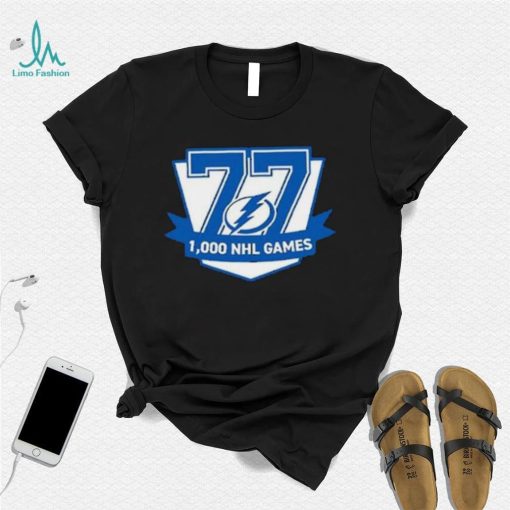 77 Victor Hedman Tampa Bay Lightning 1,000 Games Logo Shirt