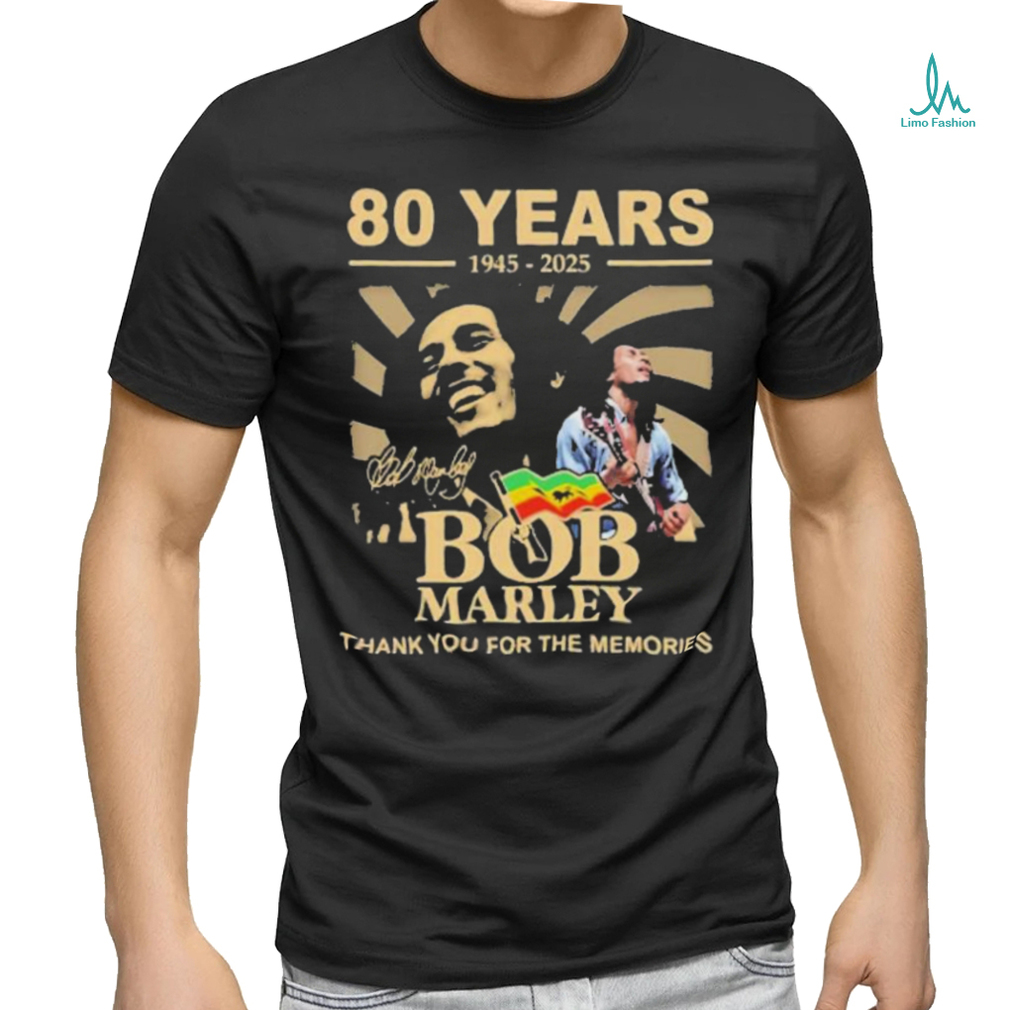 80 Years 1945 – 2025 Bob Marley Thank You For The Memories Signature Shirt 80 Years 1945 – 2025 Bob Marley Thank You For The Memories Signature Shirt