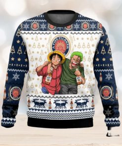 A Fine Pilsner Miller Lite x One Pice Luffy Zoro Ugly Christmas Sweater