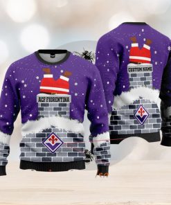 ACF Fiorentina Santa Claus Custom Name Ugly Christmas Sweater