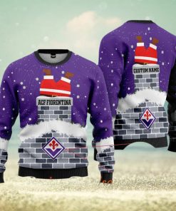 ACF Fiorentina Santa Claus Custom Name Ugly Christmas Sweater