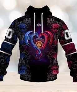 AFL Brisbane Lions Custom Name Number Rose Dragon Pullover Hoodie