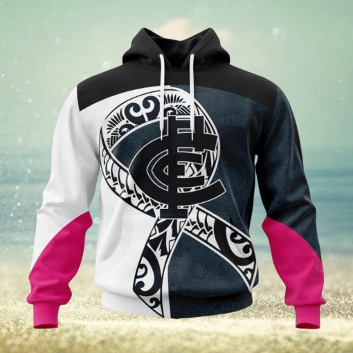 AFL Carlton Blues Custom Name Number Fight Cancer Pullover Hoodie