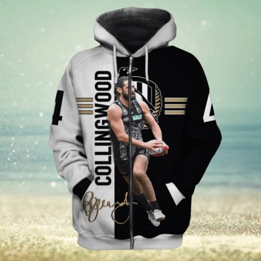 AFL Collingwood Magpies Broodie Grundy #4 Zip Up Hoodie Ver 1
