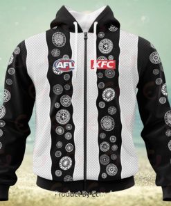 AFL Collingwood Magpies Custom Name Number 2023 Indigenous Guernsey Zip Up Hoodie