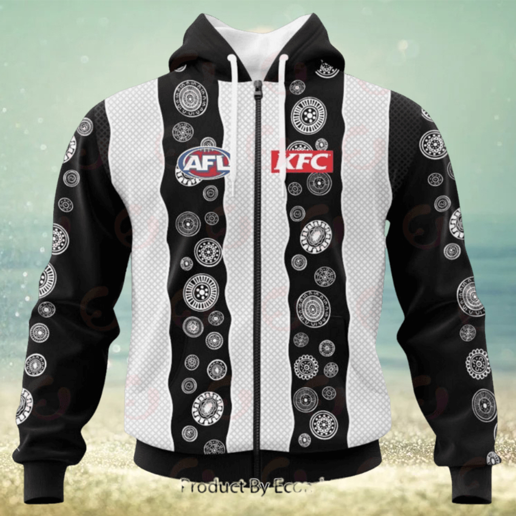 AFL Collingwood Magpies Custom Name Number 2023 Indigenous Guernsey Zip Up Hoodie AFL Collingwood Magpies Custom Name Number 2023 Indigenous Guernsey Zip Up Hoodie