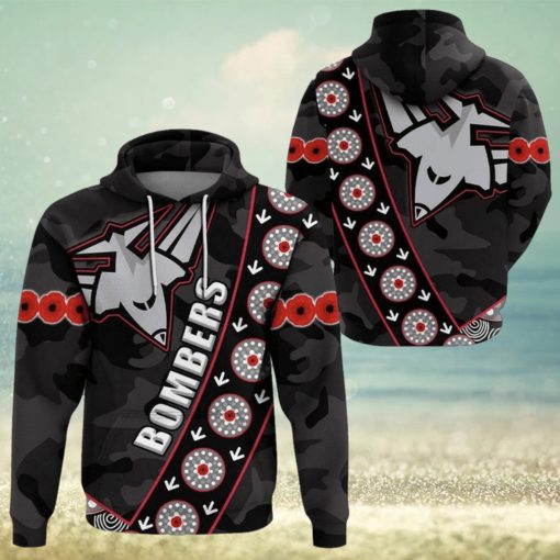 AFL Essendon Bombers ANZAC Black Style Pullover Hoodie