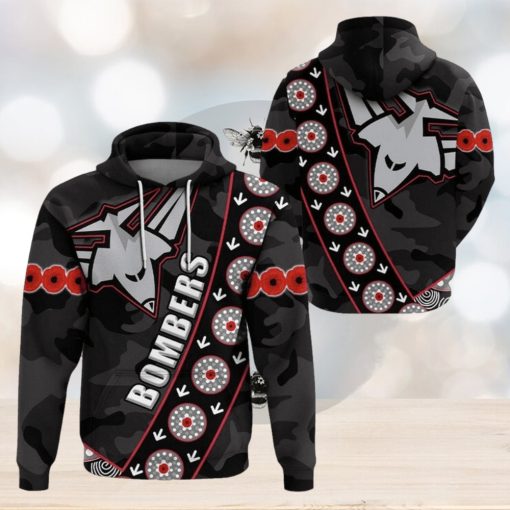 AFL Essendon Bombers ANZAC Black Style Pullover Hoodie
