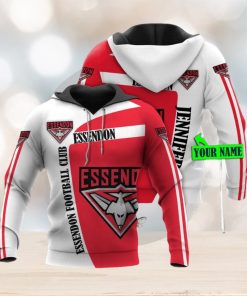 AFL Essendon Bombers Custom Name Red White Pullover Hoodie