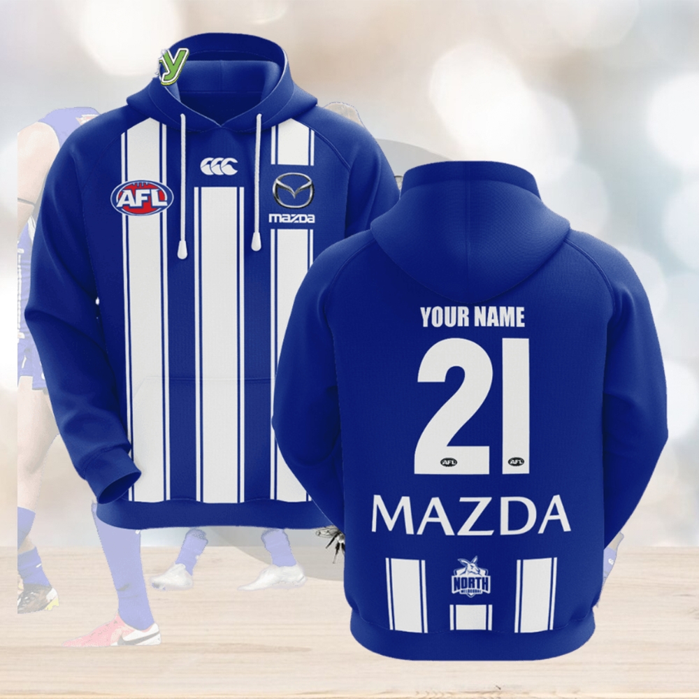 AFL North Melbourne Kangaroos Custom Name Number 2021 Home Guernsey Pullover Hoodie AFL North Melbourne Kangaroos Custom Name Number 2021 Home Guernsey Pullover Hoodie