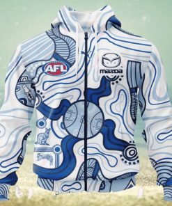 AFL North Melbourne Kangaroos Custom Name Number 2023 Indigenous Guernsey Zip Up Hoodie