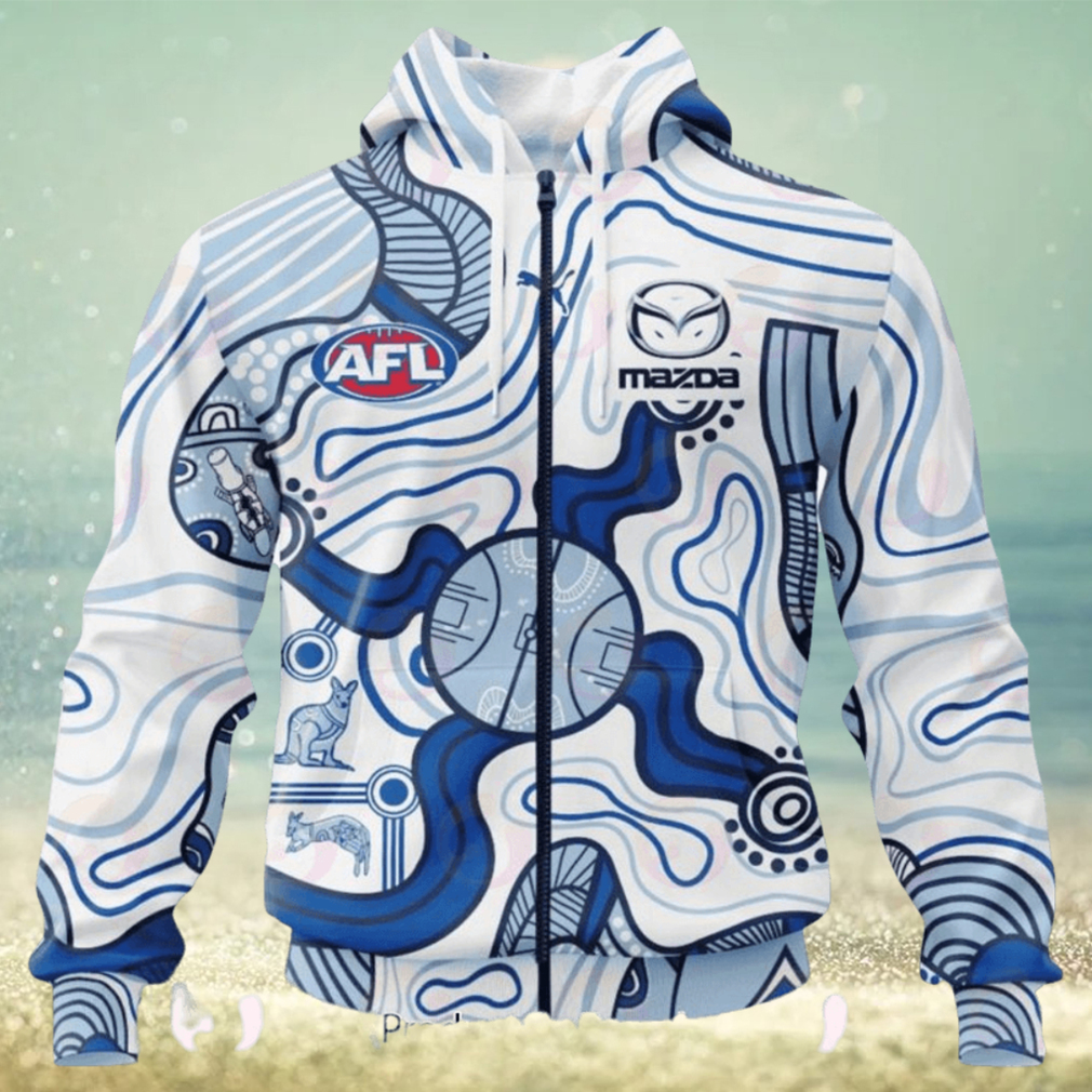AFL North Melbourne Kangaroos Custom Name Number 2023 Indigenous Guernsey Zip Up Hoodie AFL North Melbourne Kangaroos Custom Name Number 2023 Indigenous Guernsey Zip Up Hoodie
