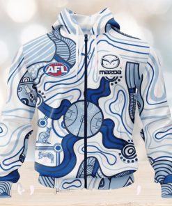 AFL North Melbourne Kangaroos Custom Name Number 2023 Indigenous Guernsey Zip Up Hoodie