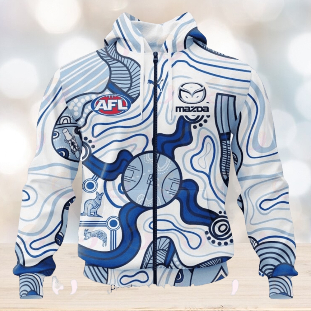 AFL North Melbourne Kangaroos Custom Name Number 2023 Indigenous Guernsey Zip Up Hoodie AFL North Melbourne Kangaroos Custom Name Number 2023 Indigenous Guernsey Zip Up Hoodie