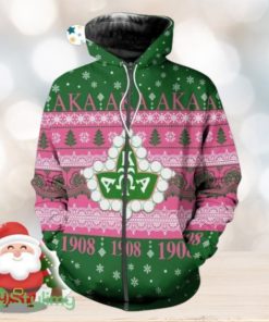 AKA Sorority Ivy Leaf Christmas Zip Hoodie 3D All Over Print