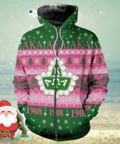 AKA Sorority Ivy Leaf Christmas Zip Hoodie 3D All Over Print