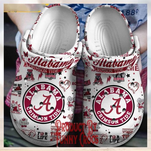 ALabama Crimson Roll Tide For Life Crocs Shoes