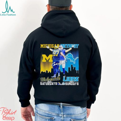 Aidan Hutchinson Michigan Wolverines On Saturdays Detroit Lions On Sundays T Shirt