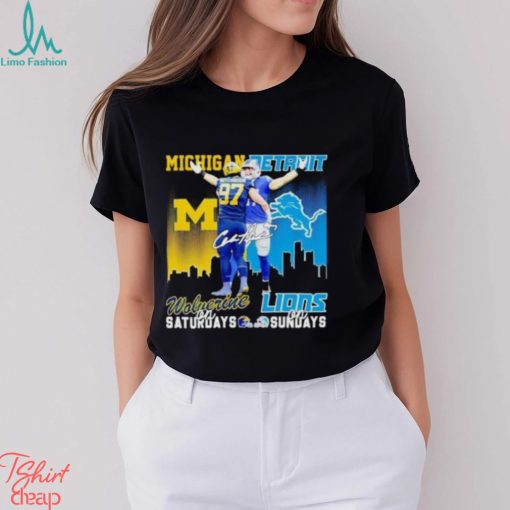 Aidan Hutchinson Michigan Wolverines On Saturdays Detroit Lions On Sundays T Shirt