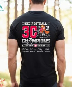 Alabama Crimson Tide Sec Football 30 Time 1933 2023 Champions Signatures Shirt
