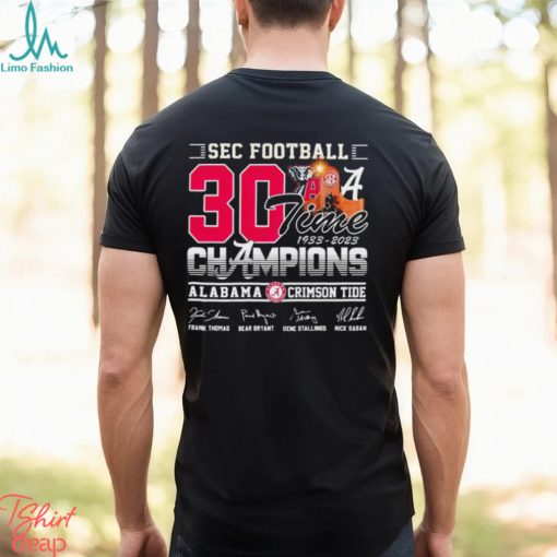Alabama Crimson Tide Sec Football 30 Time 1933 2023 Champions Signatures Shirt