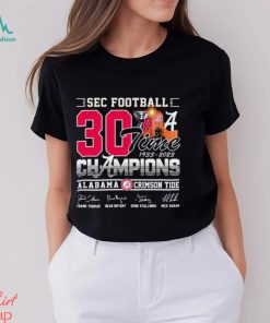 Alabama Crimson Tide Sec Football 30 Time 1933 2023 Champions Signatures Shirt