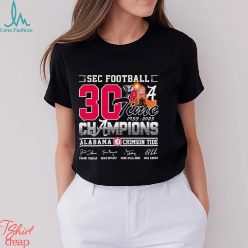 Alabama Crimson Tide Sec Football 30 Time 1933 2023 Champions Signatures Shirt