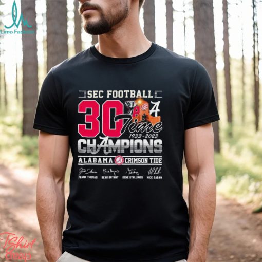 Alabama Crimson Tide Sec Football 30 Time 1933 2023 Champions Signatures Shirt
