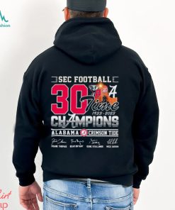 Alabama Crimson Tide Sec Football 30 Time 1933 2023 Champions Signatures Shirt