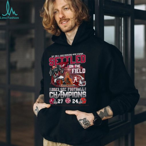 Alabama Crimson Tide Settled On The Field 2023 SEC Football Champions 27 24 Georgia Shirt