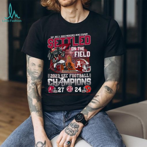 Alabama Crimson Tide Settled On The Field 2023 SEC Football Champions 27 24 Georgia Shirt