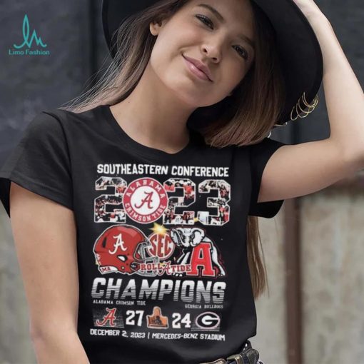 Alabama Crimson Tide Southeastern Conference 2023 Roll Tide Champions Bama 27 24 Georgia Shirt