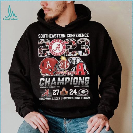 Alabama Crimson Tide Southeastern Conference 2023 Roll Tide Champions Bama 27 24 Georgia Shirt