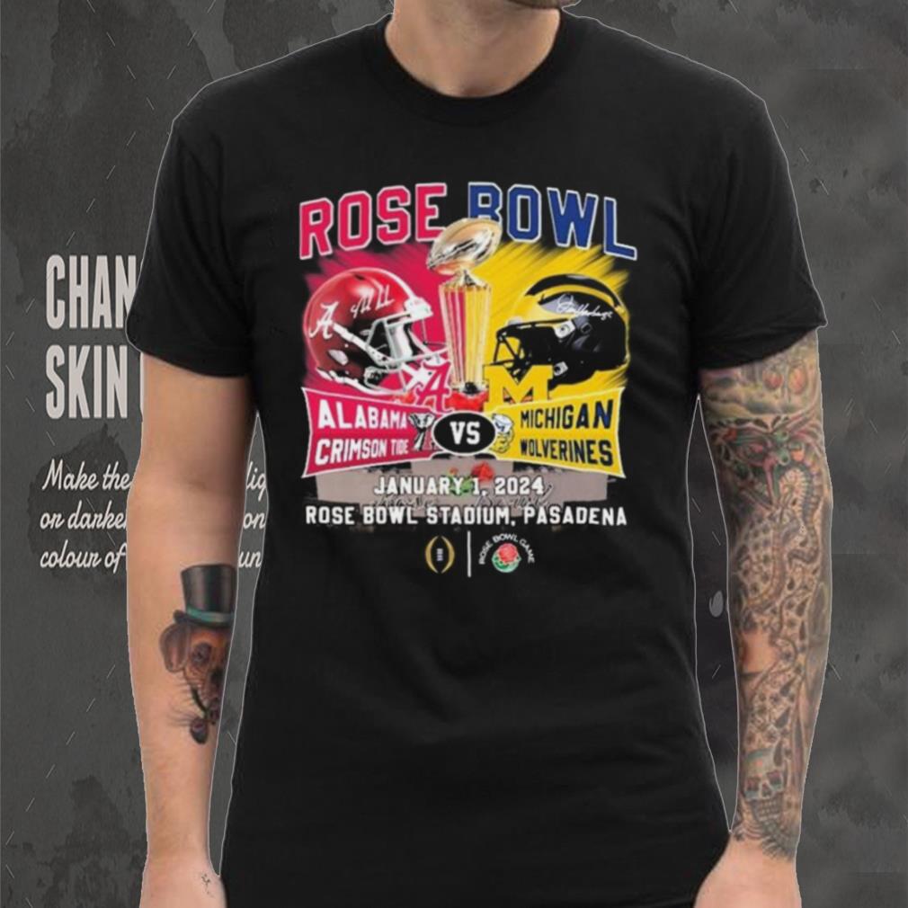 Alabama Crimson Tide Vs Michigan Wolverines Head To Head Rose Bowl January 1, 2024 T Shirt Alabama Crimson Tide Vs Michigan Wolverines Head To Head Rose Bowl January 1, 2024 T Shirt