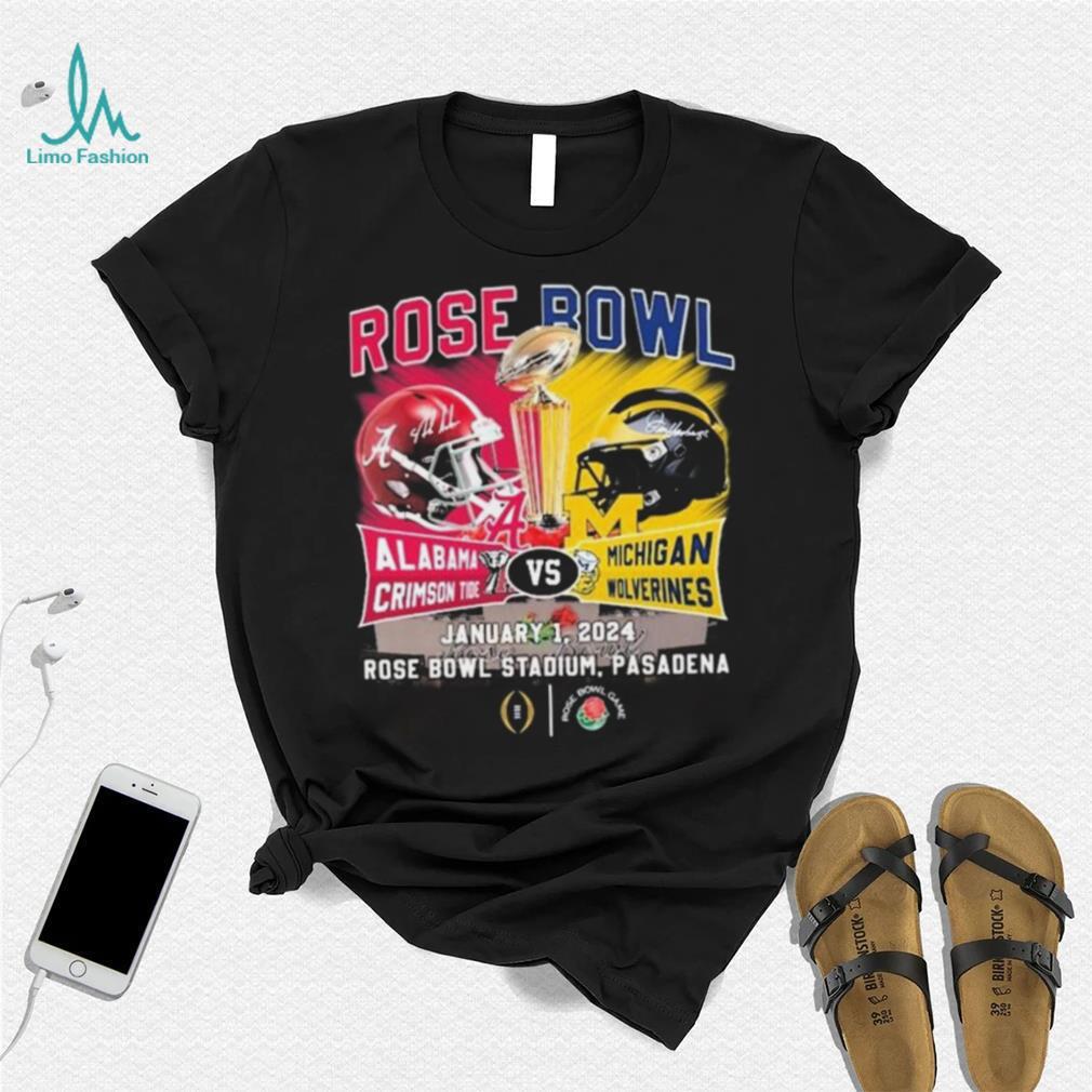 Alabama Crimson Tide Vs Michigan Wolverines Head To Head Rose Bowl January 1, 2024 T Shirt Alabama Crimson Tide Vs Michigan Wolverines Head To Head Rose Bowl January 1, 2024 T Shirt