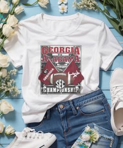 Alabama Vs Uga 2023 Ncaa Football Sec Championship Bound Flags Matchup T Shirt