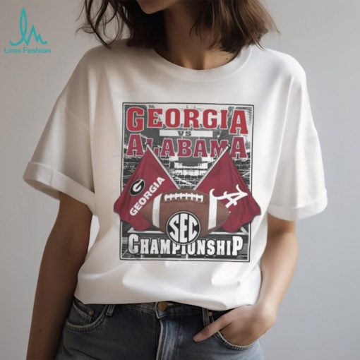 Alabama Vs Uga 2023 Ncaa Football Sec Championship Bound Flags Matchup T Shirt