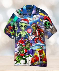 Alien Santas Christmas Funny Christmas Hawaiian Shirt