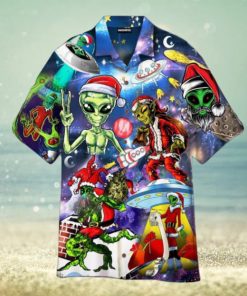 Alien Santas Christmas Funny Christmas Hawaiian Shirt